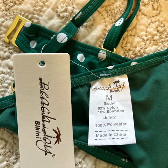 Beach Joy High Rise Bikini Green Polka Dot Bikini. - Picture 2 of 6